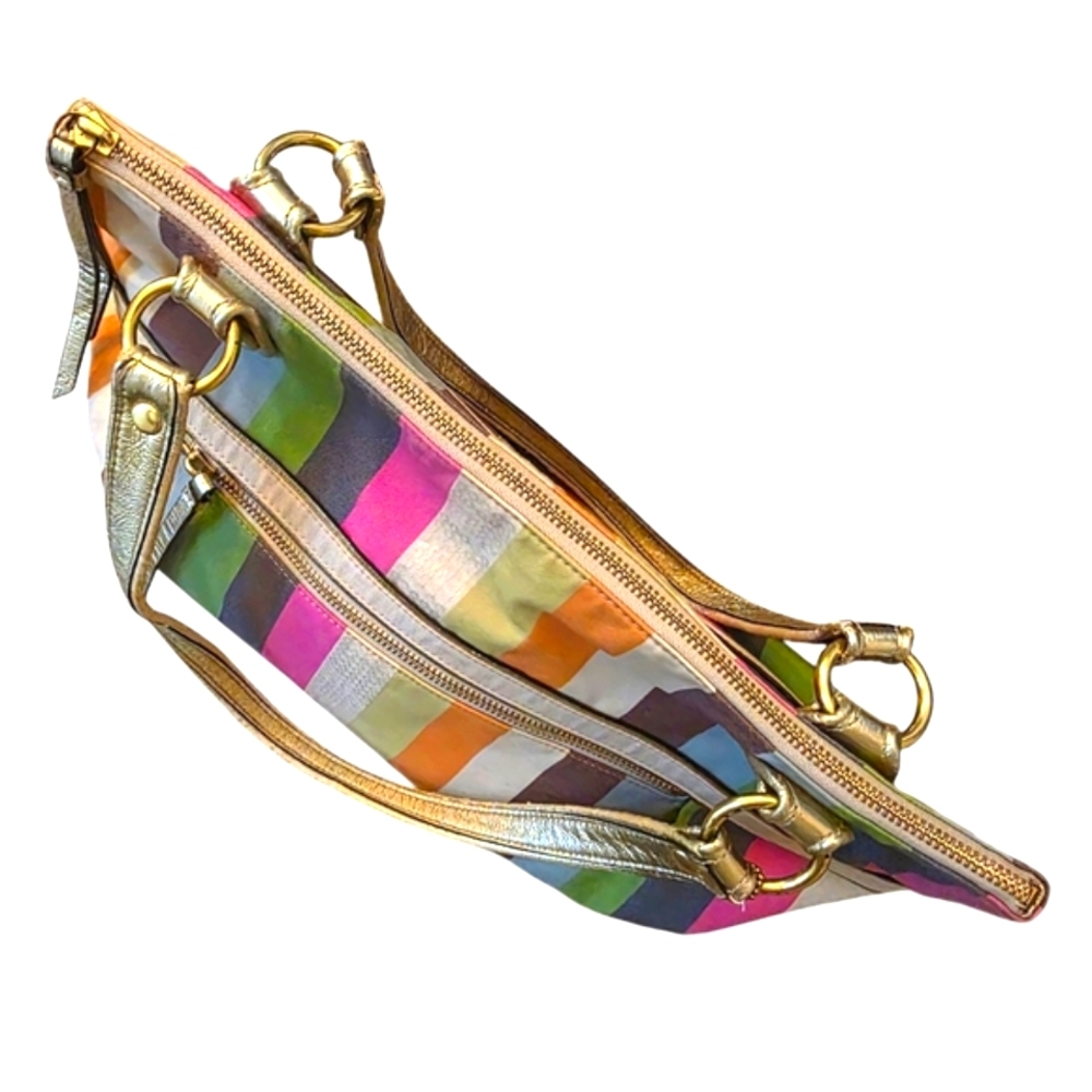 COACH Legacy Poppy Colorful Striped Sequin Large Glam Boho 19021 Tote - Picture 5 of 15